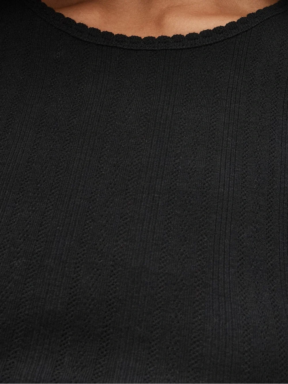NWT J. CREW Women's Pointelle short-sleeve T-shirt black size small 100% cotton